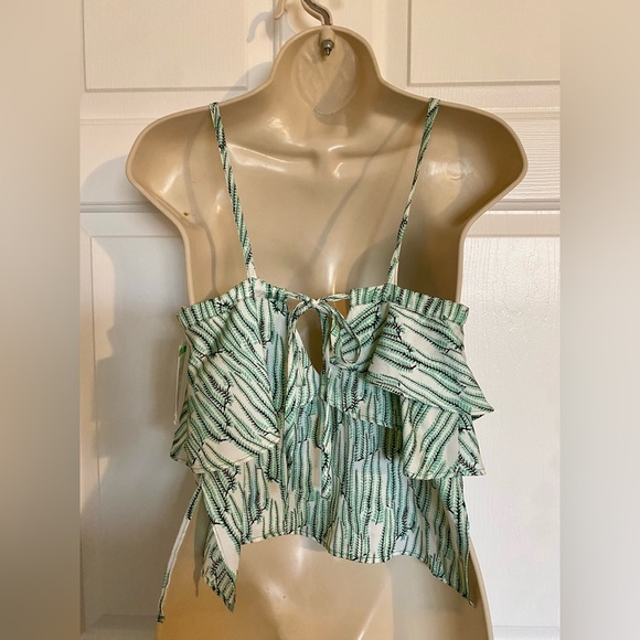 Top Shop IDOL White Vine Tiered Ruffle Camisole Tank Top Blouse 4 - Picture 2 of 4